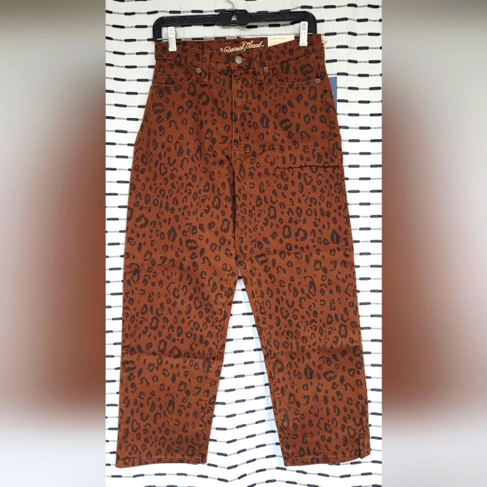 Vintage straight style animal print pants
